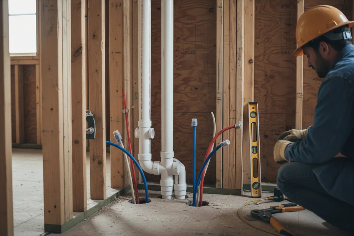 Drain and supply rough-in during Leak Detection in Lockport
